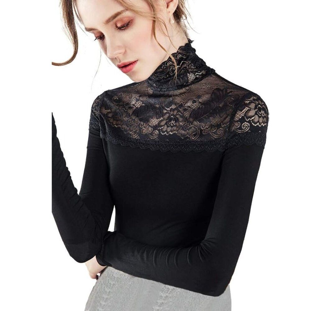 Jennifer Lopez Mock Neck Sweater Medium Black NWT Elegant - Picture 2 of 14